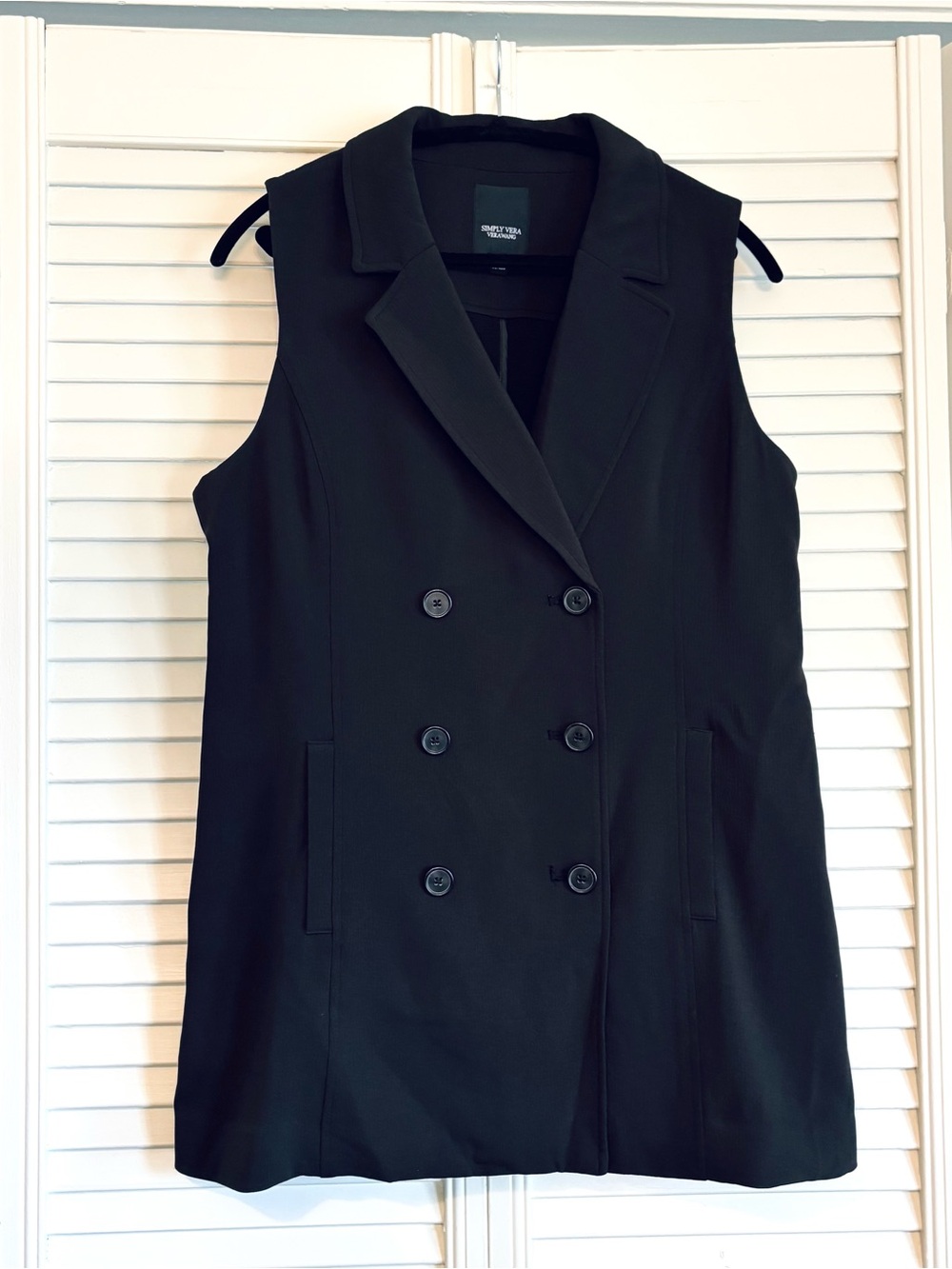 Simply Vera by Vera Wang Black Long Line Vest Size Large